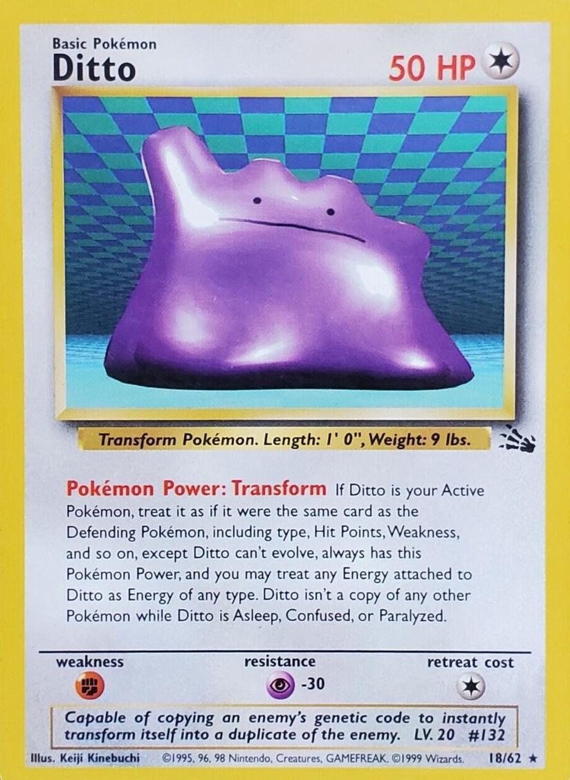 Ditto 1999 Pokemon Fossil