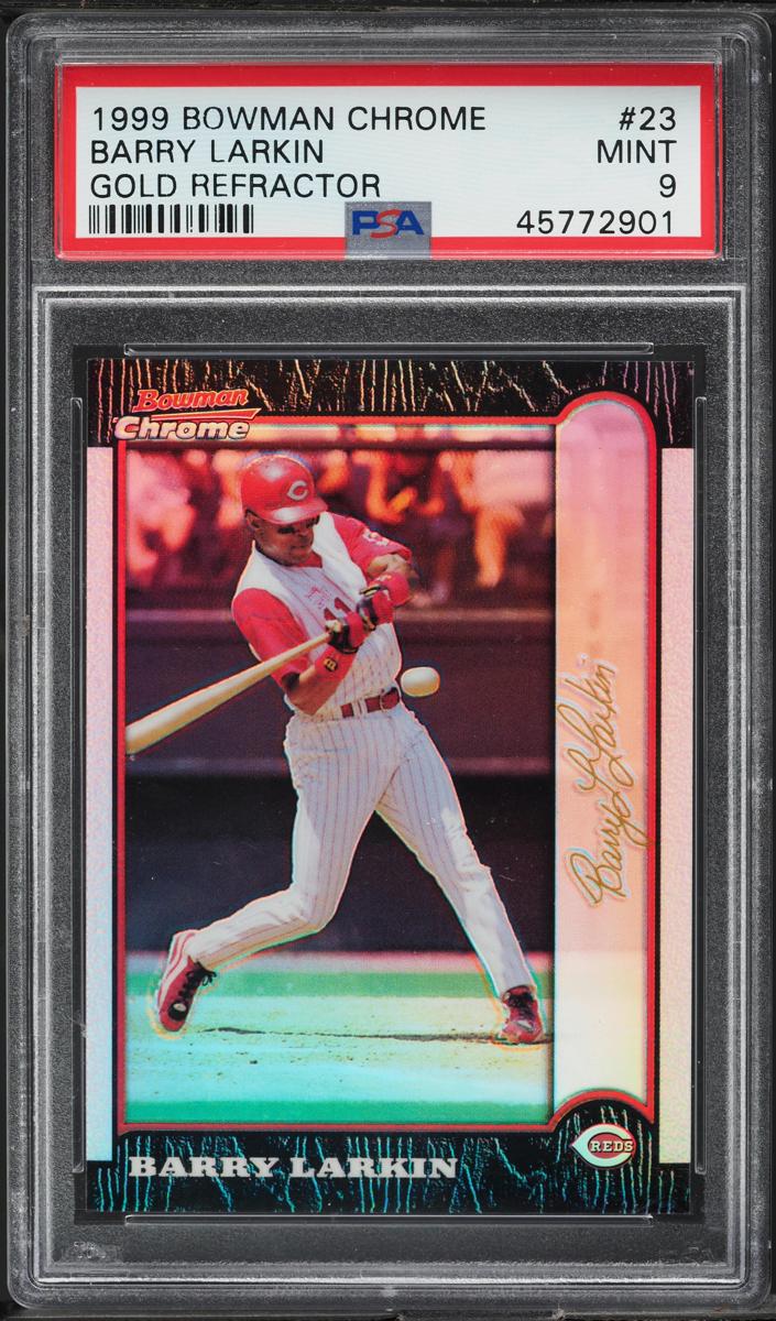 1999 Bowman Chrome Baseball Gold Refractor Barry Larkin #23 PSA 9