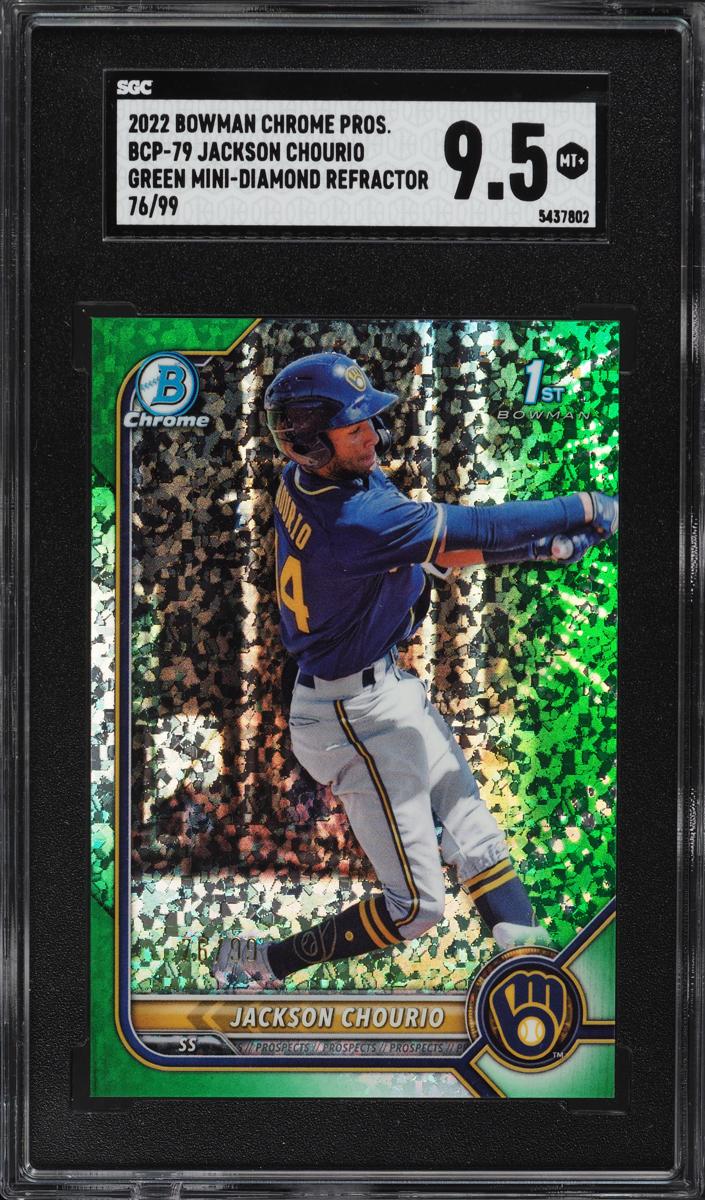 2022 Bowman Chrome Prospects Baseball Green Mini-Diamond Jackson Chourio #BCP-79 SGC 9.5