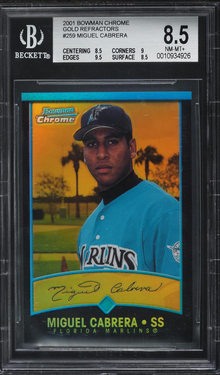2001 Bowman Chrome Baseball Gold Refractor Miguel Cabrera #259 BGS 8