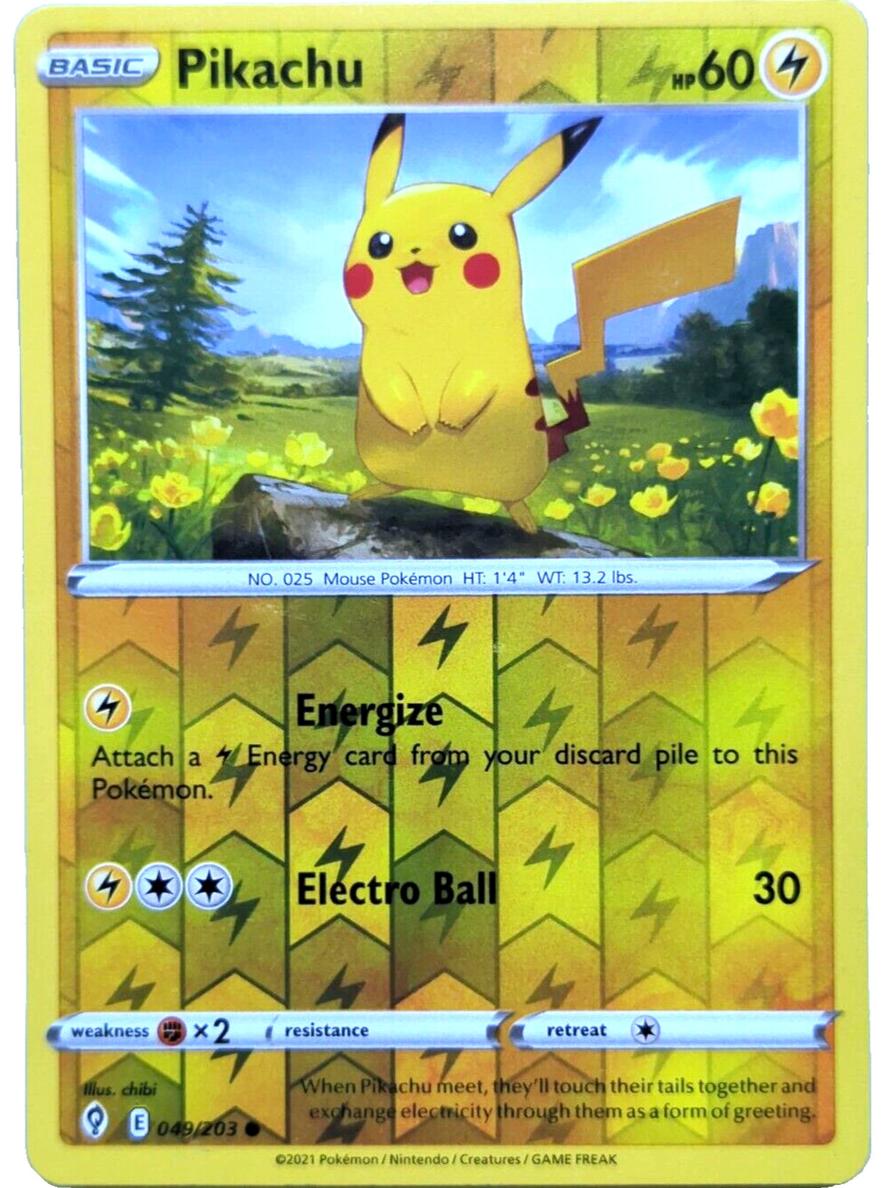 Pikachu 2021 Pokemon Evolving Skies Reverse Foil