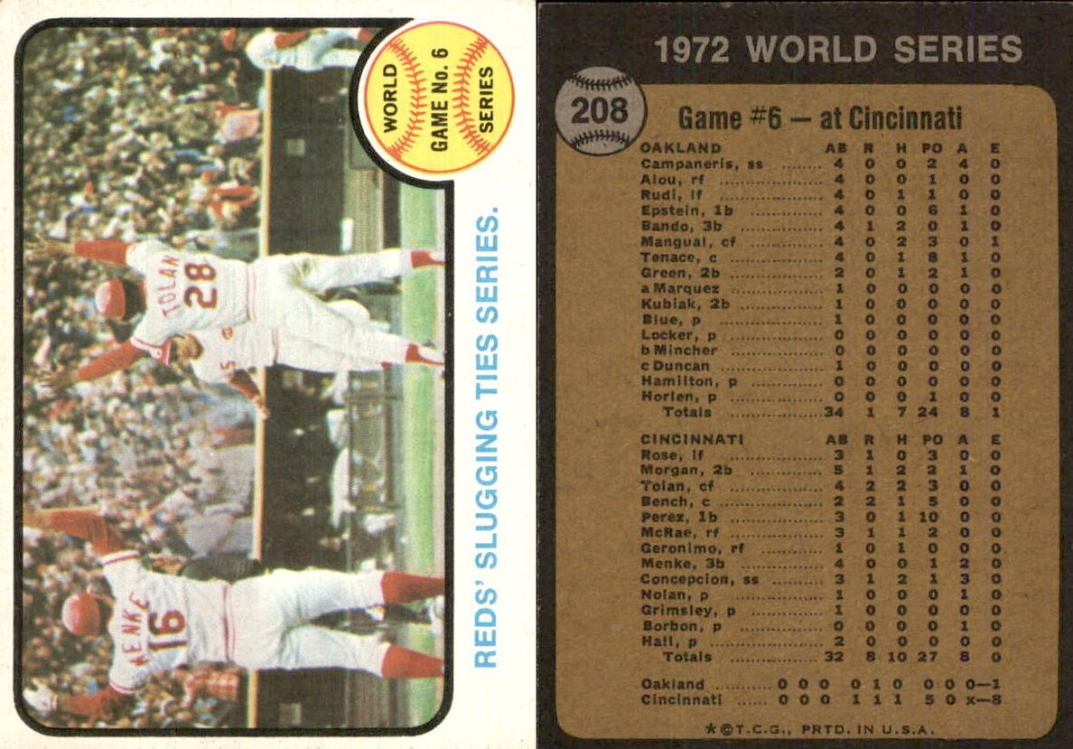 1973 Topps World Series Game 6 #208 card