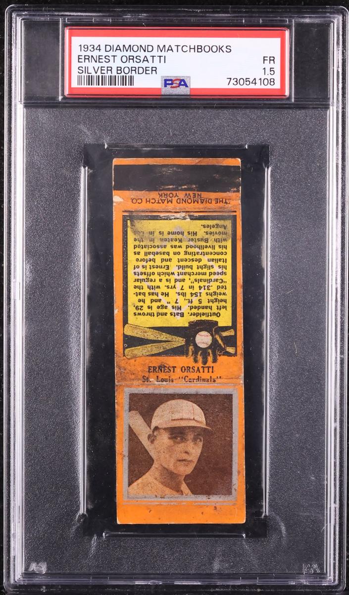 1934 Diamond Matchbooks Silver Border Baseball Ernest Orsatti #NNO