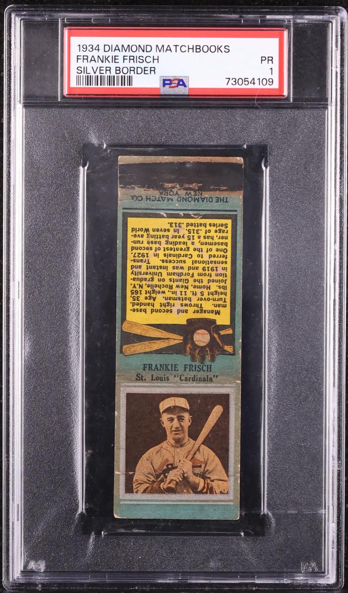 1934 Diamond Matchbooks Silver Border Baseball Frankie Frisch #NNO