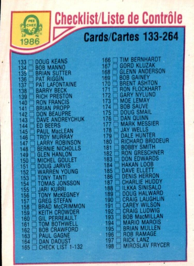 1985 Checklist 133-264 #256