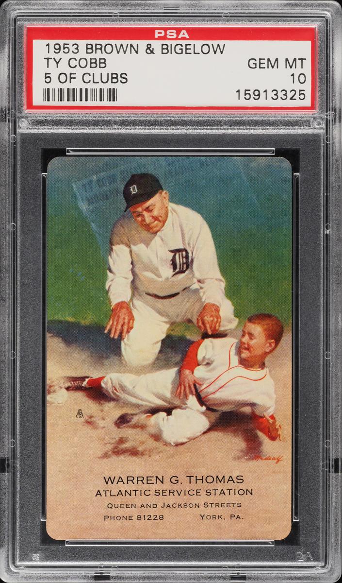 1953 Brown & Bigelow Cobb Baseball 5 of Clubs Ty Cobb #NNO PSA 10