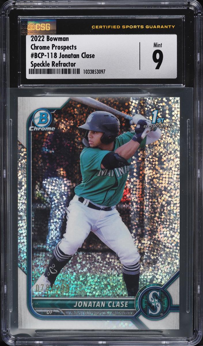 2022 Bowman Chrome Prospects Baseball Speckle Jonatan Clase #BCP-118 CGC 8.5