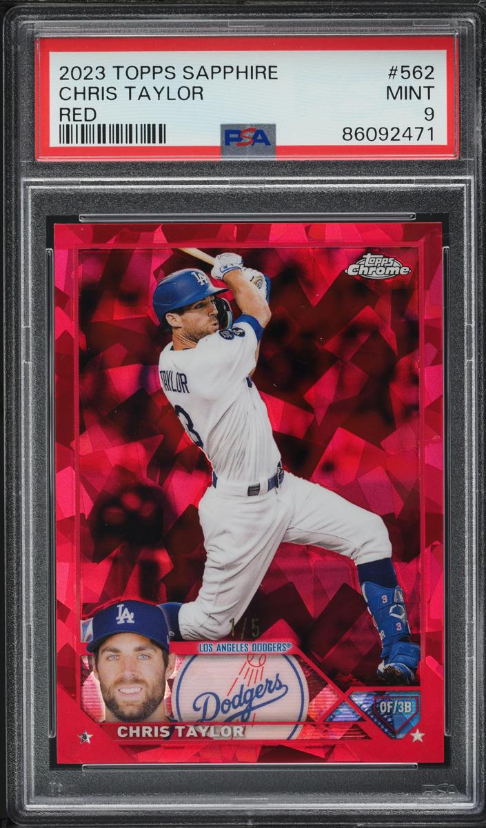 2023 Topps Chrome Sapphire Edition Baseball Red Chris Taylor #562 PSA 9