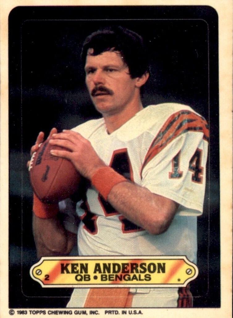 1983 Topps Stickers Insert Ken Anderson #2 card