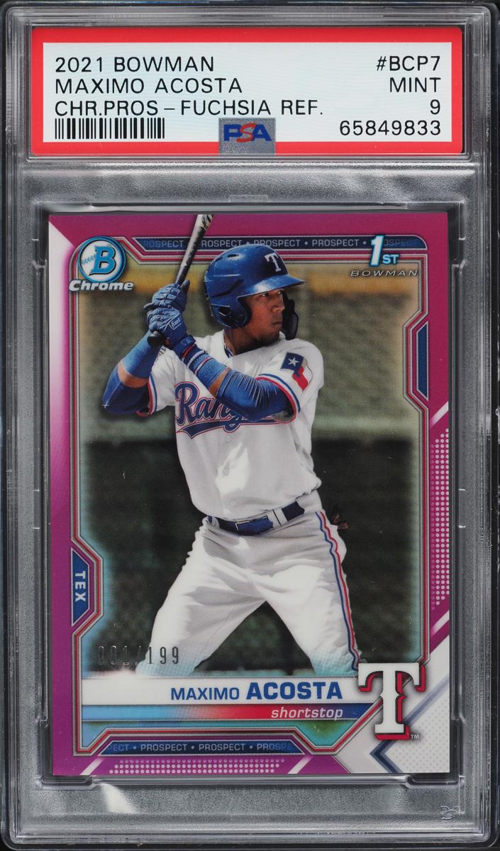 2021 Bowman Chrome Prospects Baseball Fuchsia Maximo Acosta #BCP-7 PSA 8.5