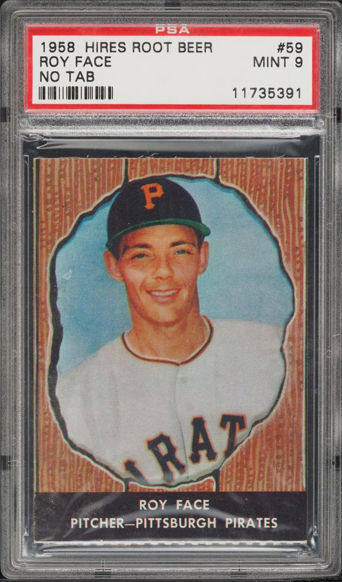 1958 Hires Root Beer Baseball No Tab Roy Face #59 PSA 3
