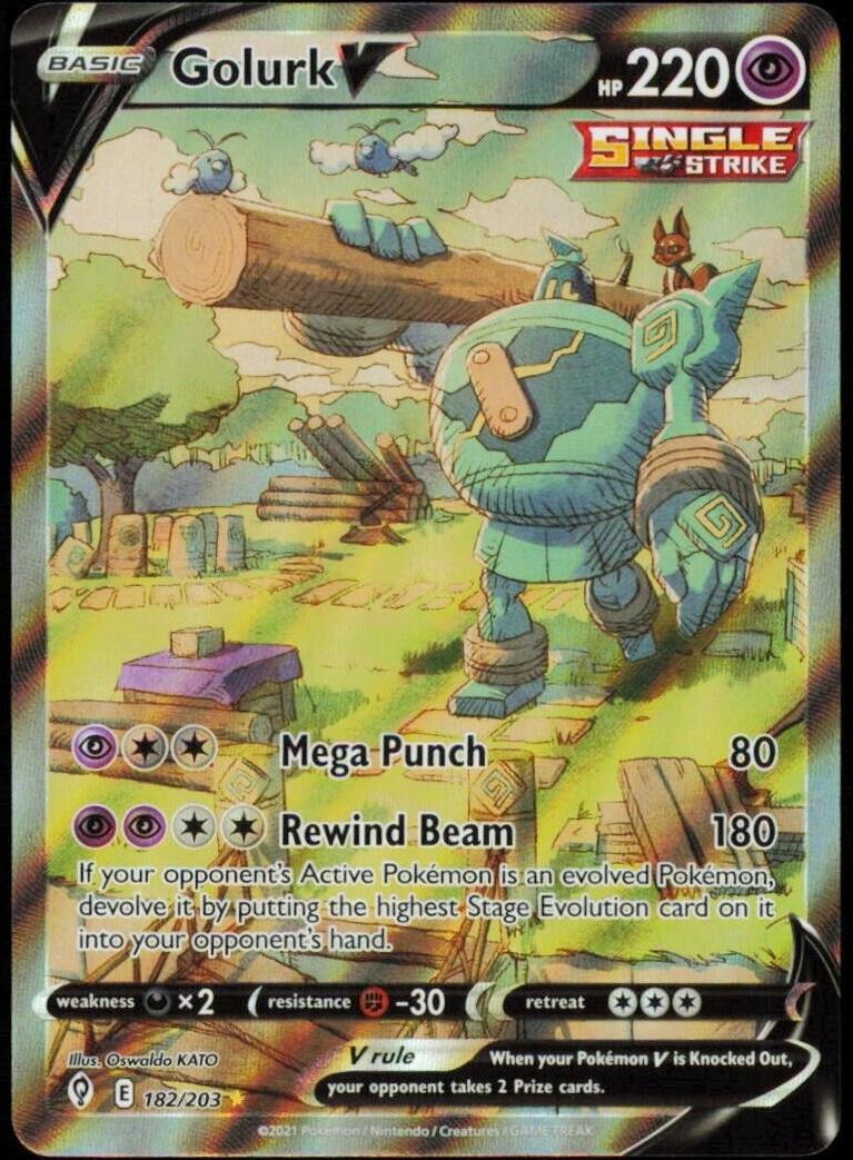 2021 Pokemon Evolving Skies Holo #182 Golurk V front
