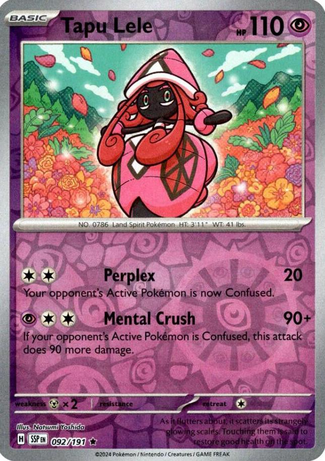 Tapu Lele 2024 Pokemon Scarlet & Violet Surging Sparks Reverse Holo