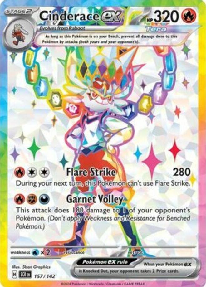 2024 Pokemon Stellar Crown ULTRA RARE #157 Cinderace front