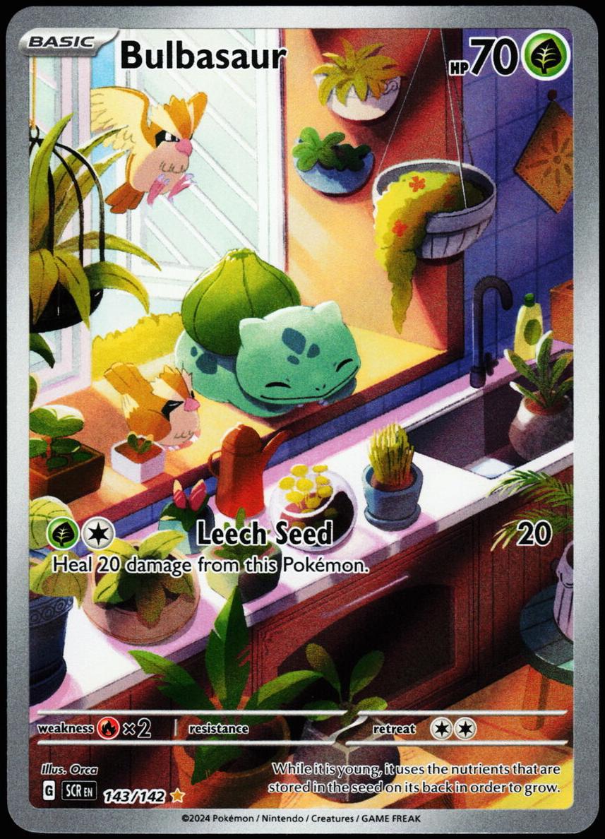 2024 Pokemon Stellar Crown Illustration Rare #143 Bulbasaur front
