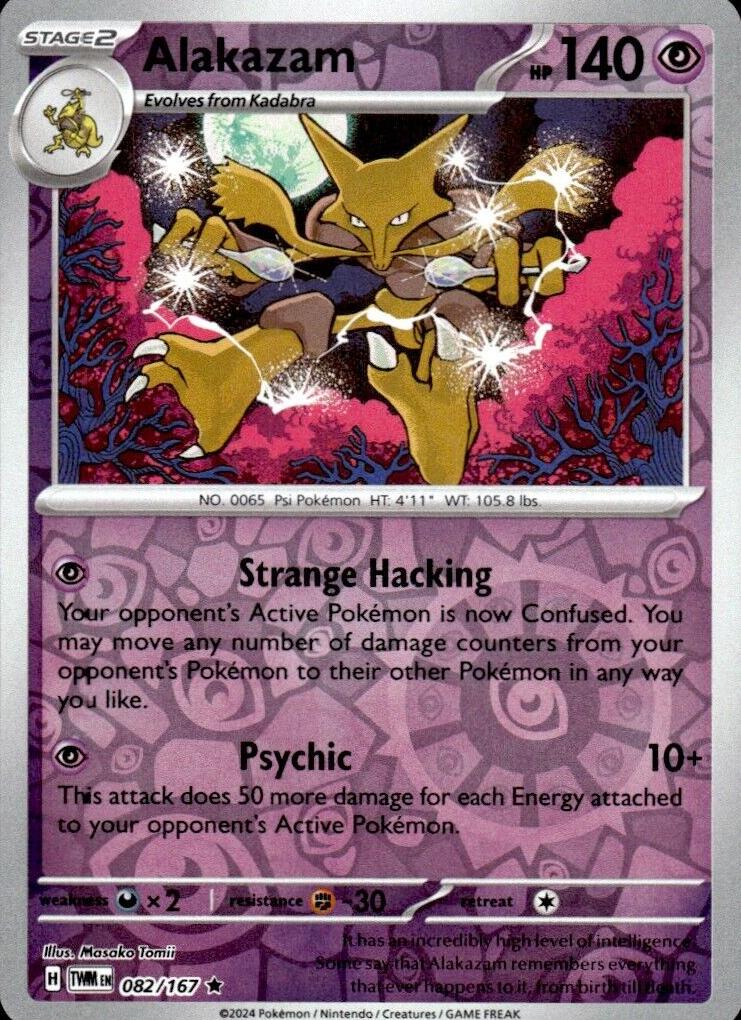 Alakazam 2024 Pokemon Scarlet & Violet Twilight Masquerade Reverse Holo