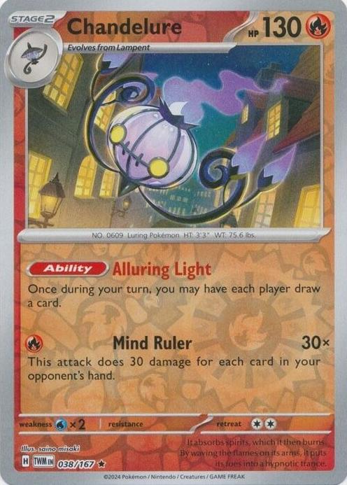 Chandelure 2024 Pokemon Scarlet & Violet Twilight Masquerade Reverse Holo