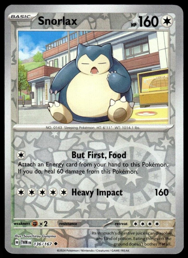 Snorlax 2024 Pokemon Scarlet & Violet Twilight Masquerade Reverse Holo