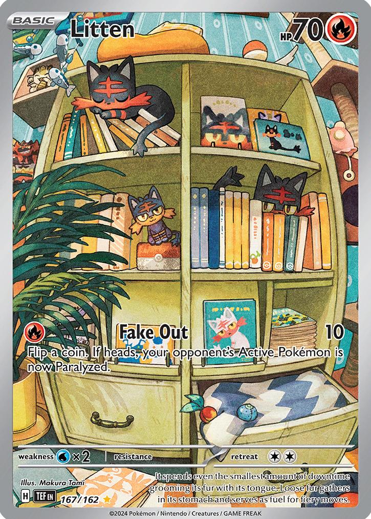 2024 Pokemon Temporal Forces Illustration Rare #167 Litten front
