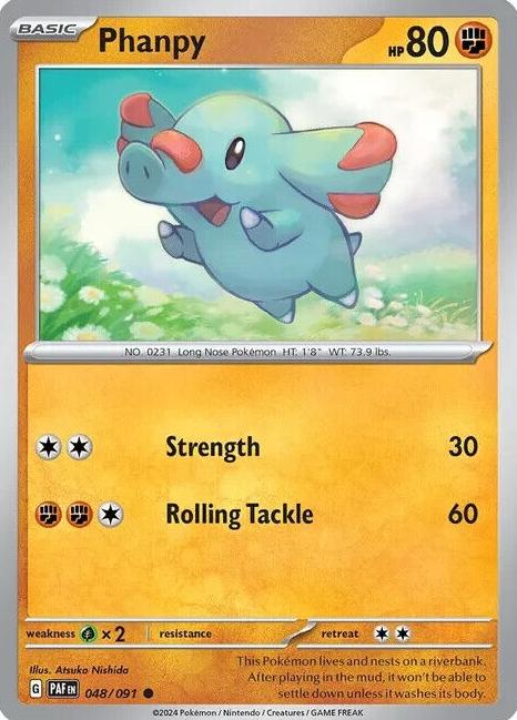 Phanpy 2024 Pokemon Scarlet & Violet Paldean Fates