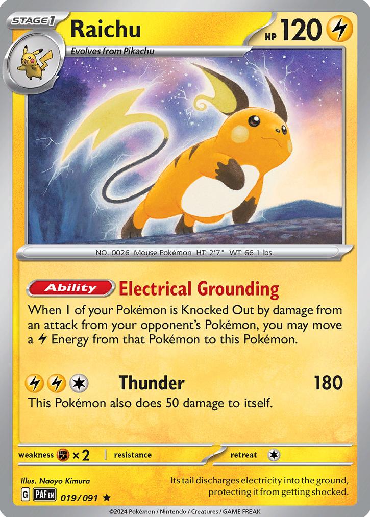 Raichu Holo 2024 Pokemon Scarlet & Violet Paldean Fates