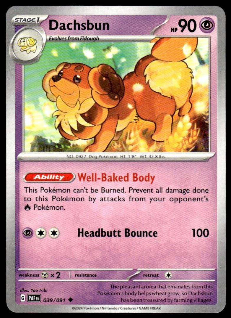 Dachsbun 2024 Pokemon Scarlet & Violet Paldean Fates