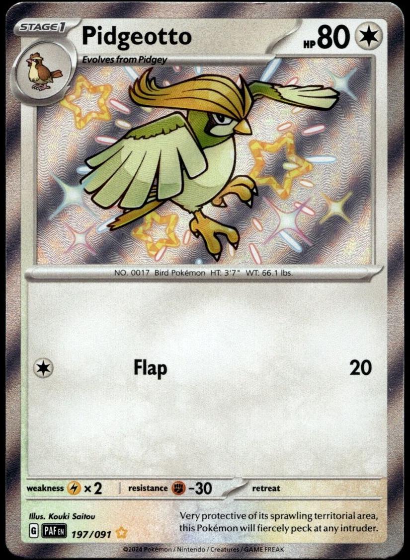 2024 Pokemon Paldean Fates Shiny Rare SHINY RARE #197 Pidgeotto front
