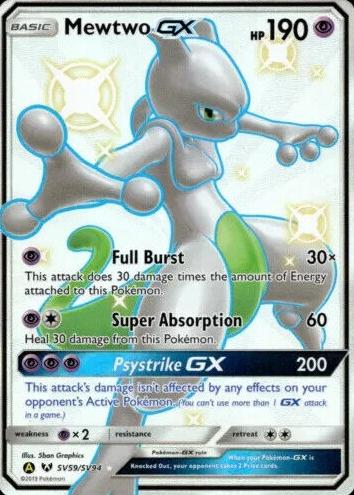 2019 Pokemon Hidden Fates Full Art #SV59 Mewtwo Gx front