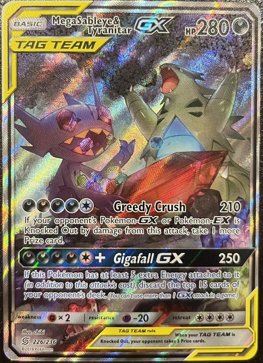 2019 Pokemon Unified Minds UNIFIED MINDS-FA #226 M.Sbleye/Tyranitar GX front