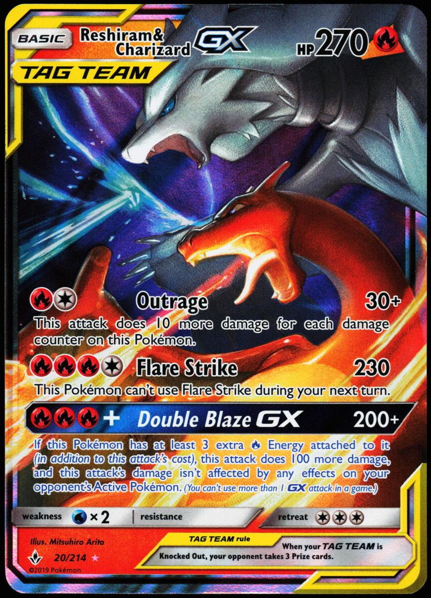 Reshiram & Charizard GX 2019 Pokemon Sun & Moon Unbroken Bonds