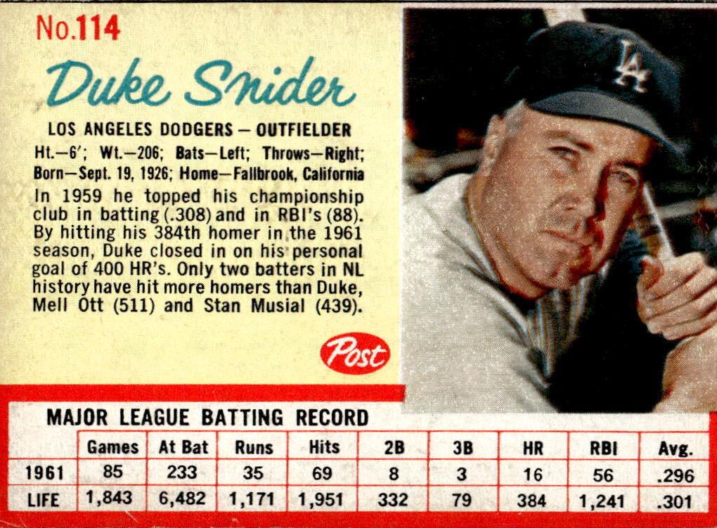 1962 Duke Snider #114