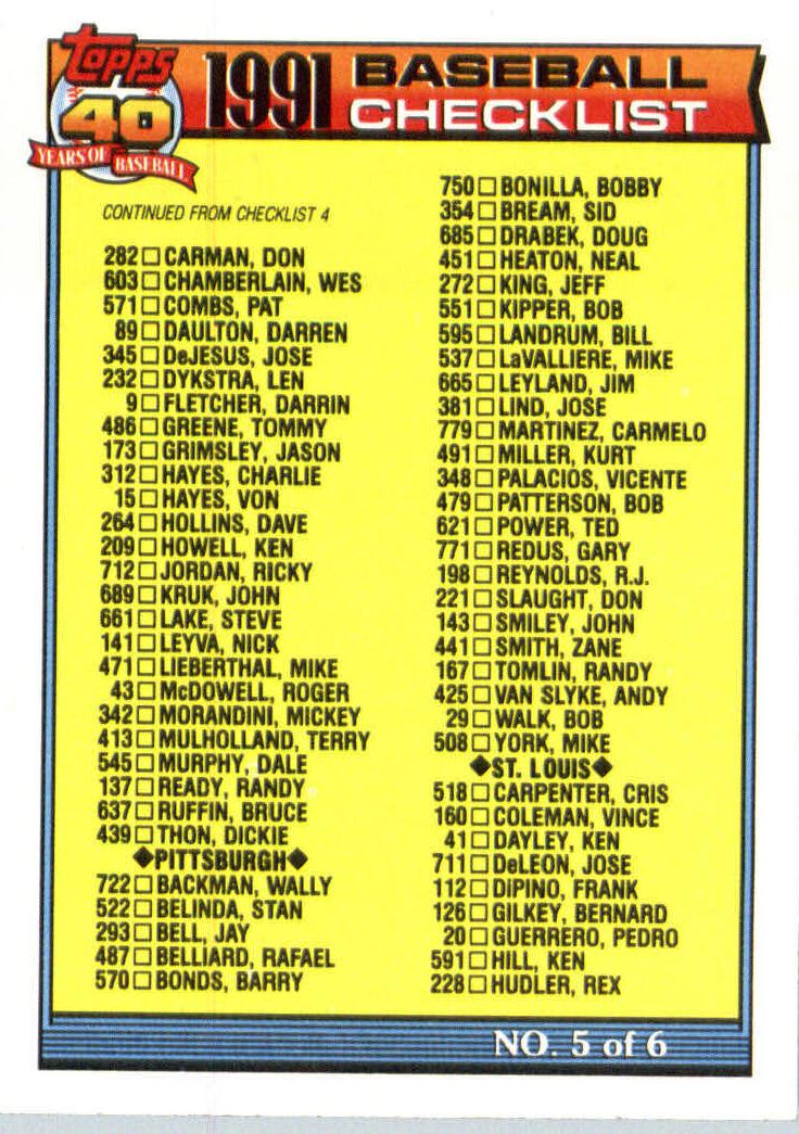 1991 Checklist 5 #656