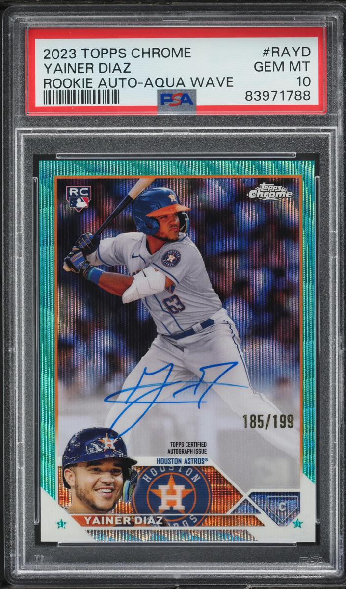 2023 Topps Chrome Baseball Aqua Wave Yainer Diaz #RA-YD PSA 9