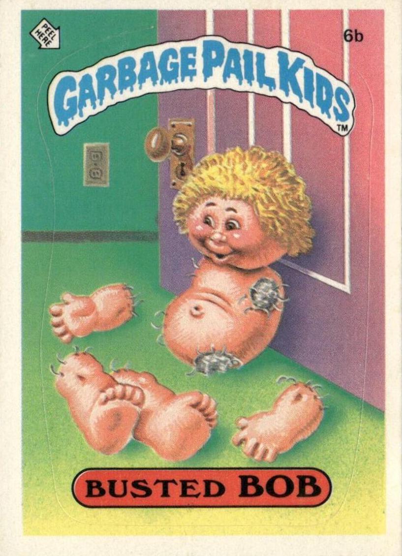 1985 Garbage Pail Kids Garbage Pail Kids Series 1 STICKERS #6B Busted Bob front