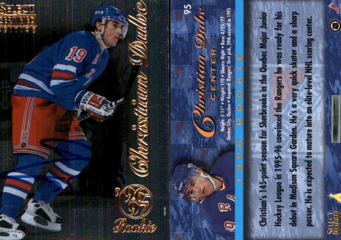 1996 Select Certified Christian Dube #95 card