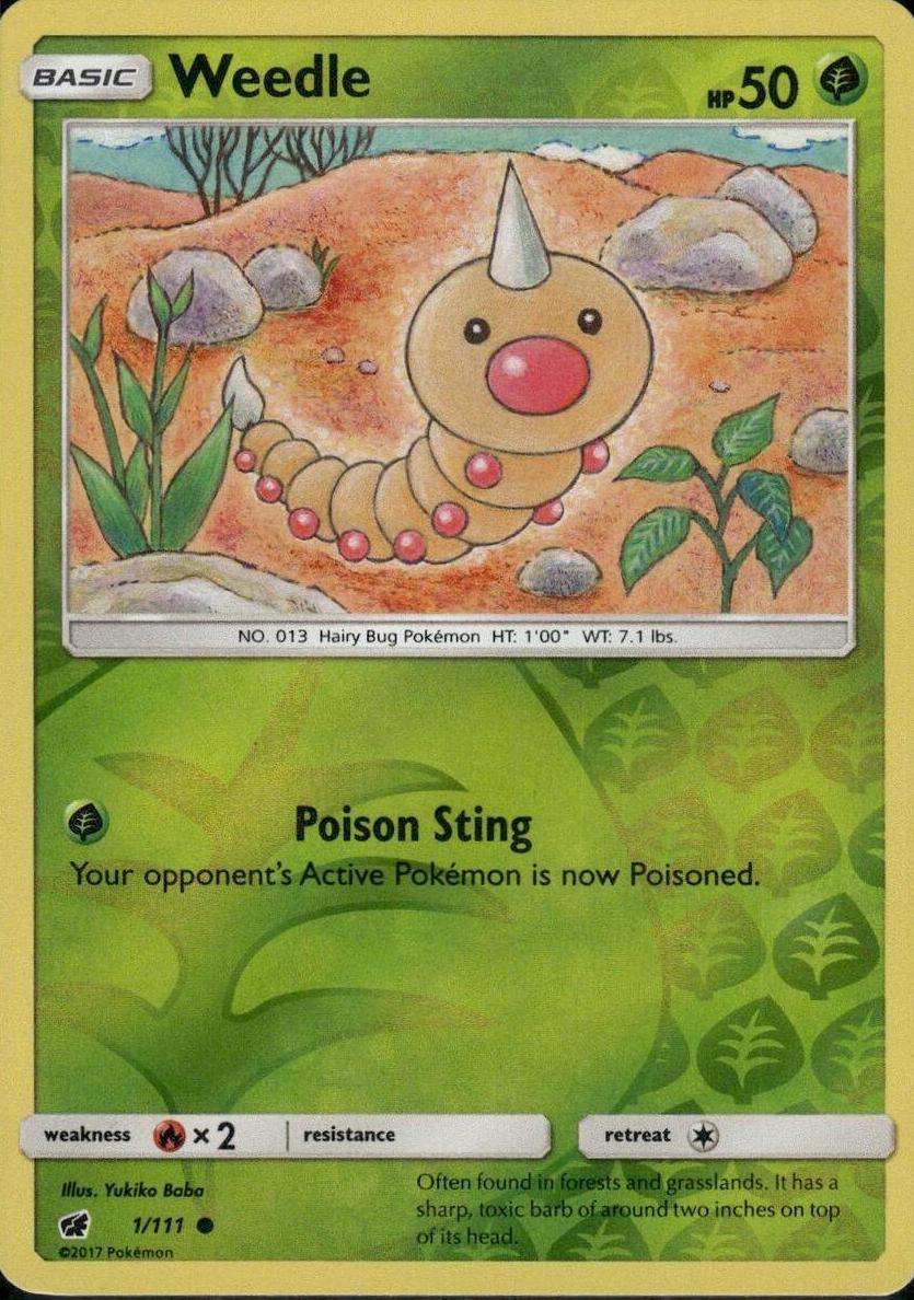 Weedle 2017 Pokemon Sun & Moon Crimson Invasion Reverse Holo