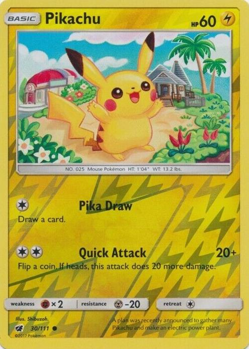 Pikachu 2017 Pokemon Sun & Moon Crimson Invasion Reverse Holo