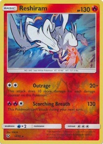 Reshiram 2017 Pokemon Sun & Moon Shining Legends Reverse Holo