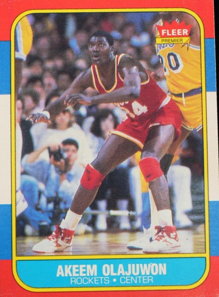1986 Fleer Base #82 Akeem Olajuwon front