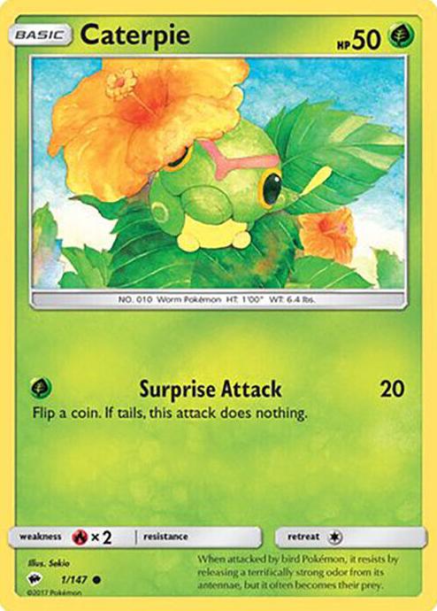 Caterpie 2017 Pokemon Sun & Moon Burning Shadows