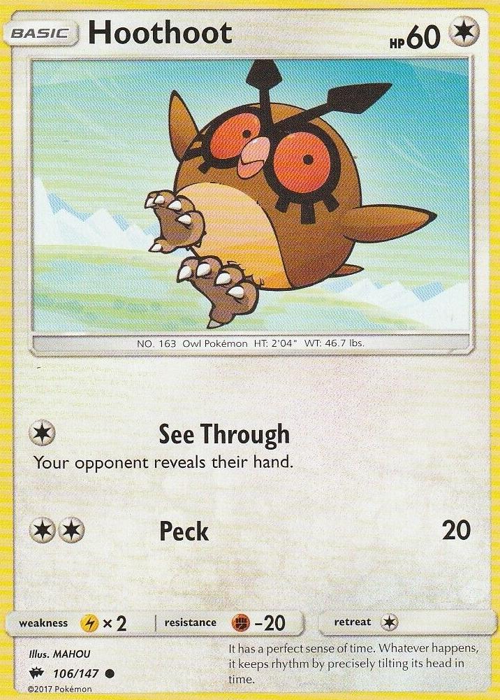 Hoothoot 2017 Pokemon Sun & Moon Burning Shadows