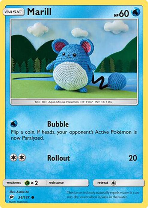 Marill 2017 Pokemon Sun & Moon Burning Shadows