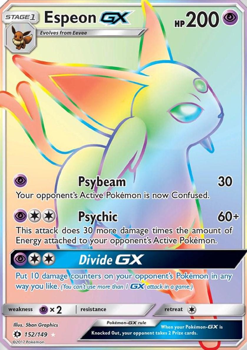 2017 Pokemon Sun & Moon SECRET #152 FA/Espeon GX front