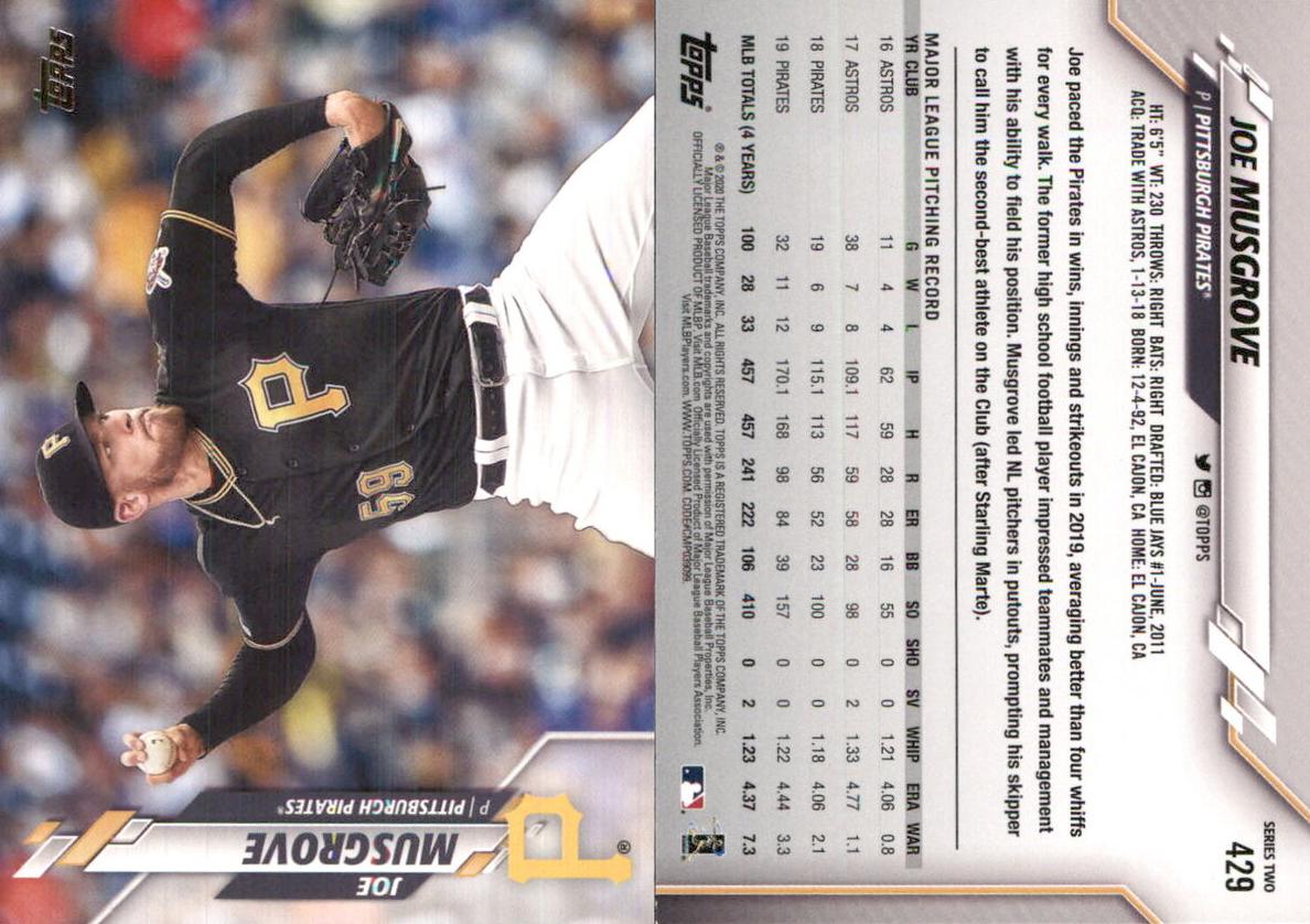 2020 Topps Joe Musgrove #429 card