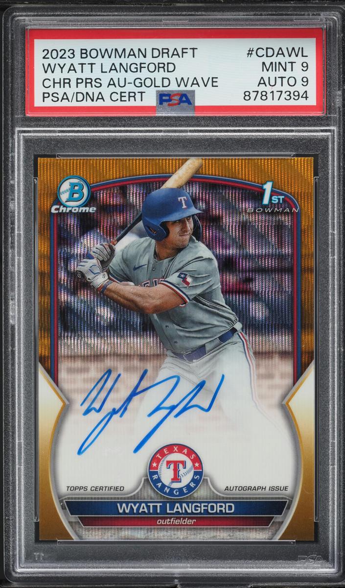 2023 Bowman Draft Chrome Baseball Gold Wave Wyatt Langford #CDA-WL PSA 9