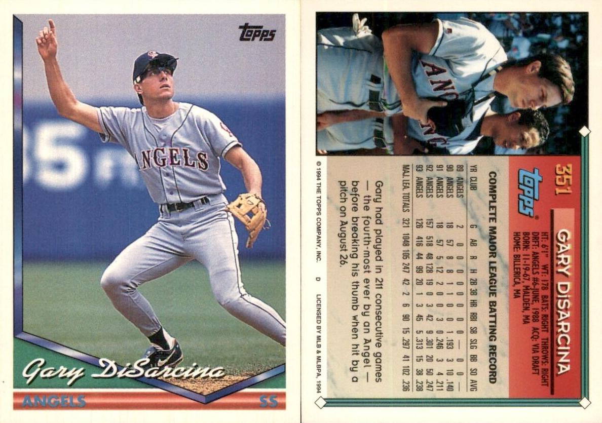 1994 Topps Gary DiSarcina #351 card