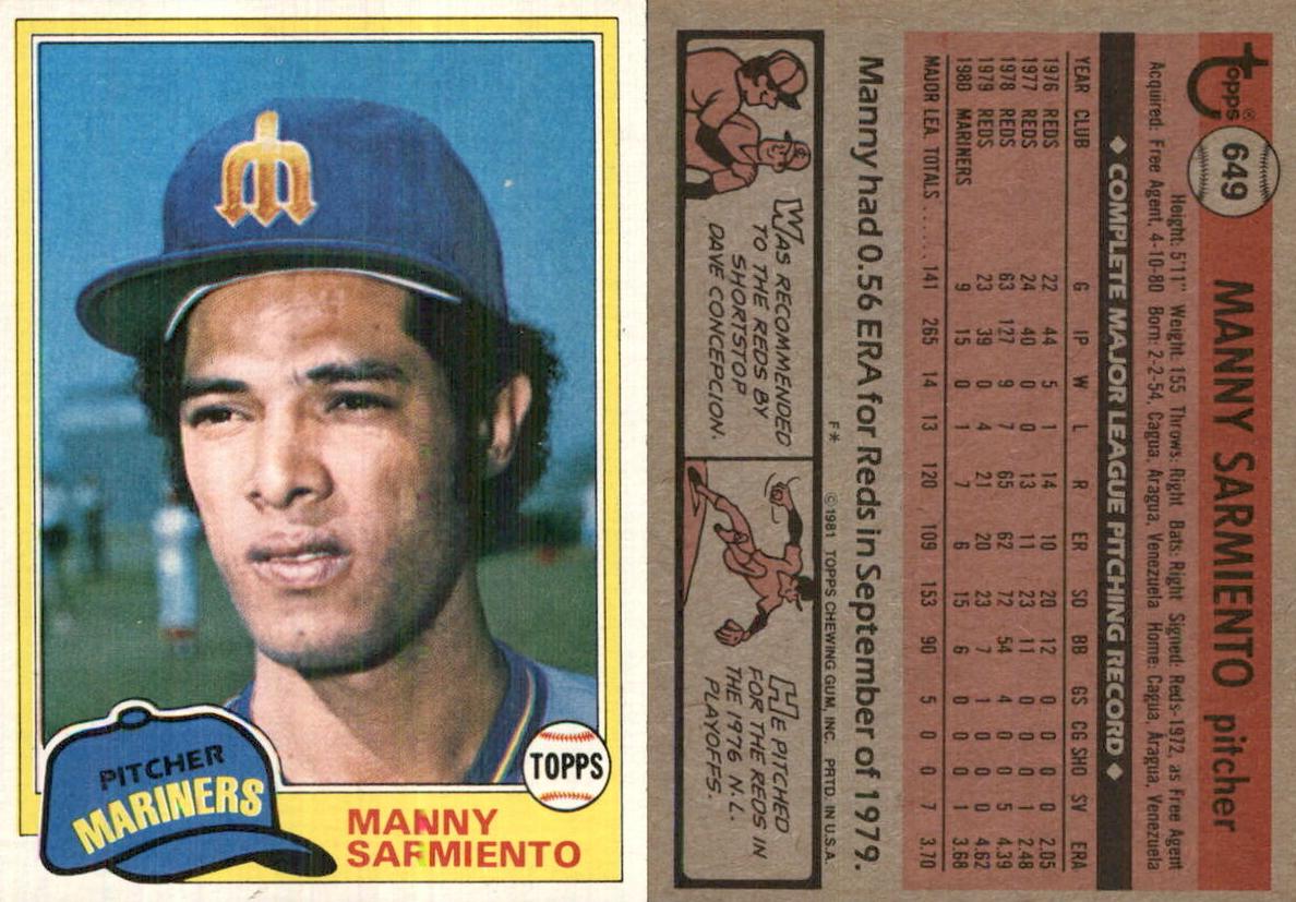 1981 Topps Manny Sarmiento #649 card