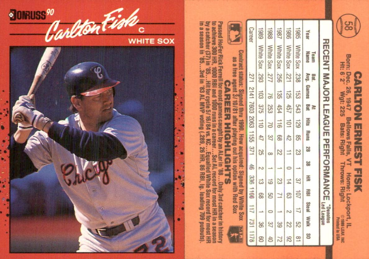 1990 Carlton Fisk #58