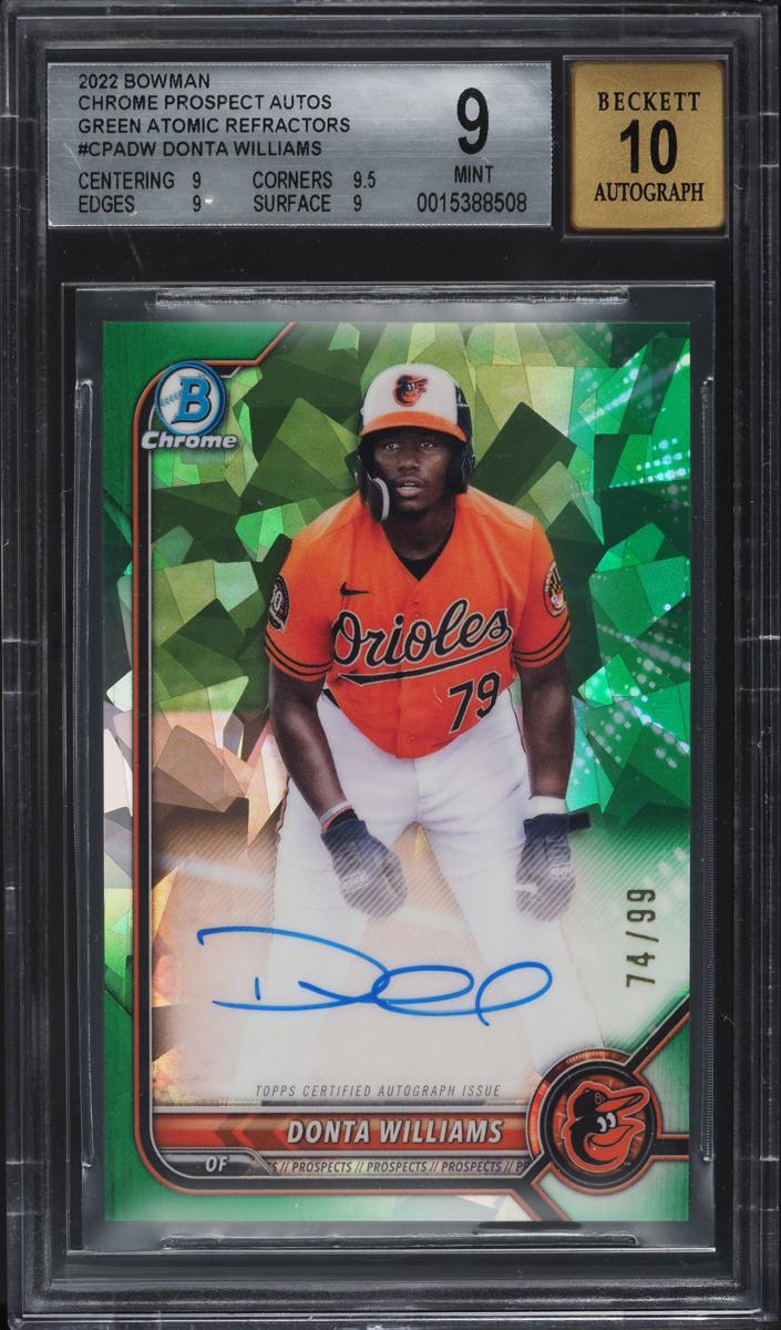2022 Bowman Chrome Prospects Baseball Green Atomic Donta Williams #CPA-DW BGS 9