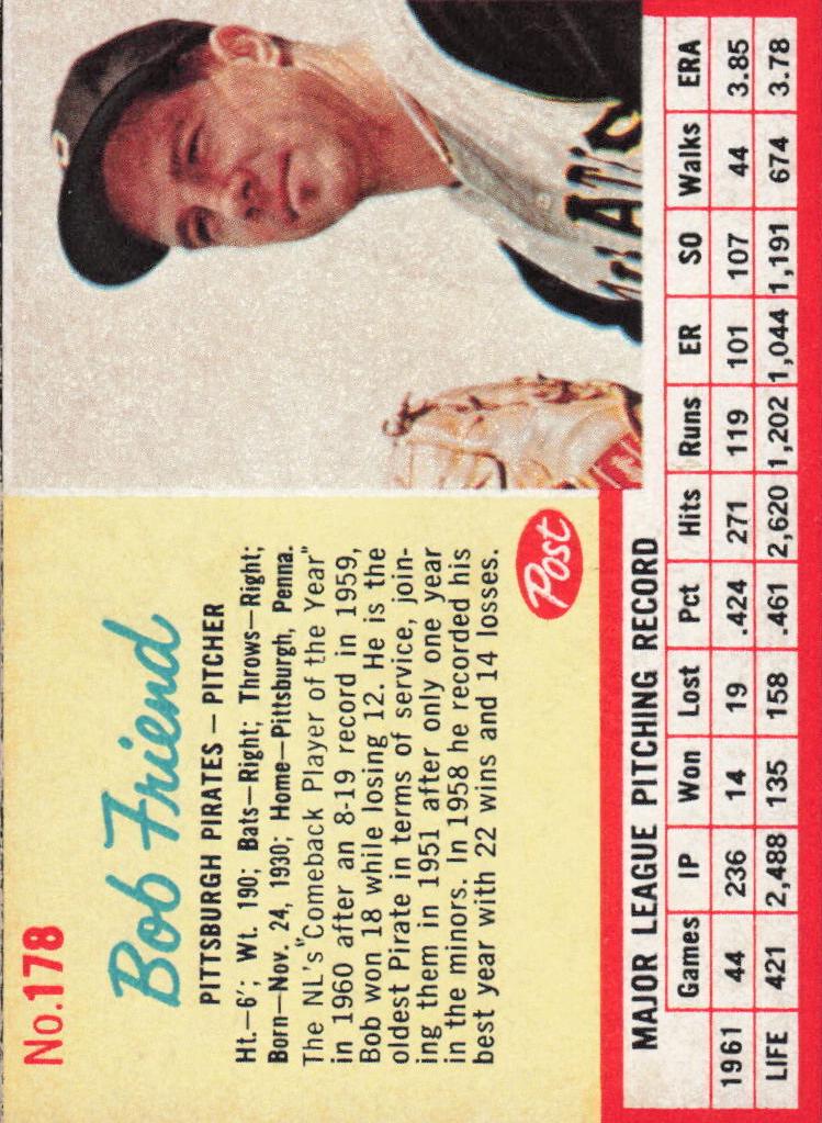 1962 Bob Friend #178